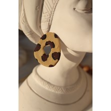 Gizy Store Polimer Kil El Yapımı Camel Renk Leopar Küpe