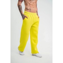Unisex Boru Paça Baggy Eşofman Pantolon - Sari