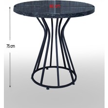 80X80 cm Yuvarlak Masa 4 Kişilik Siyah Temmuz Baklava Tel Sandalye Takımı Mutfak