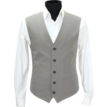 Mentor Regalo Erkek Yelek V Yaka Bej Armürlü 50664