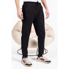 Double Face Kumaş Basic Düz Model Rahat Kalıp Pantolon Kesim Trend Erkek Eşofman ALTI-2990-SIYAH