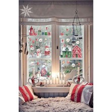 Mediterian Renkli Evler ve Camlar Duvar Sticker Seti, Dekoratif ve Eğlenceli Tasarım