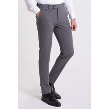 Düz Gri Renk Slim Fit Klasik Erkek Pantolon