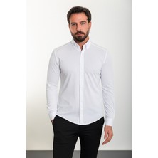 Düz Beyaz Slim Fit Erkek Gömlek