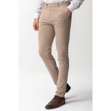 Duz Bej Rengi Super Slim Fit Erkek Pantolon