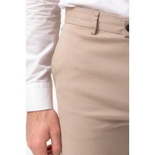 Duz Bej Rengi Super Slim Fit Erkek Pantolon