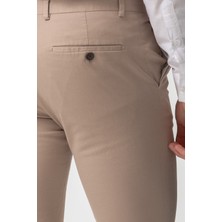 Duz Bej Rengi Super Slim Fit Erkek Pantolon