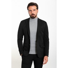 MCR Düz Siyah Renk Slim Fit Mono Yaka Klasik Erkek Ceket