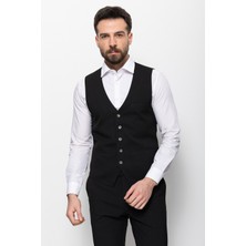 MCR Düz Siyah Renk Slim Fit Klasik Erkek Yelek