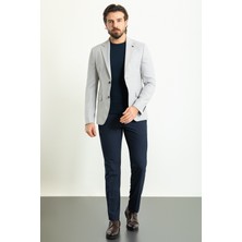 MCR Düz Gri Renk Slim Fit Mono Yaka Erkek Ceket