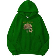 Dogfish Speltura Baskılı Oversize Yeşil Renk 3 Iplik Sweatshirt