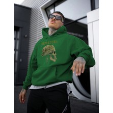 Dogfish Speltura Baskılı Oversize Yeşil Renk 3 Iplik Sweatshirt