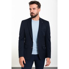 MCR Düz Lacivert Slim Fit Mono Yaka Erkek Ceket