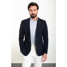 MCR Düz Lacivert Renk Slim Fit Torba Cep Mono Yaka Erkek Ceket
