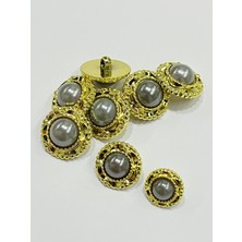 Karan Tuhafiye Vintage Serisi Düğme Seti / 1,7 cm 6 Lı Set (Gold - Gri)
