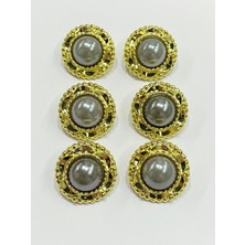 Karan Tuhafiye Vintage Serisi Düğme Seti / 2 cm 6 Lı Set (Gold - Gri)