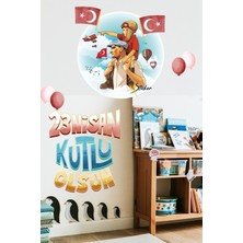 Mediterian 23 Nisan Atatürk ve Çocuk Okul Kreş Cam Duvar Süslemesi Sticker Seti