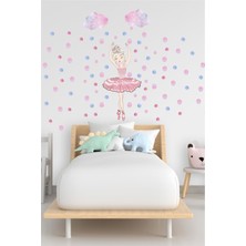 Mediterian Balerin Sindy Bulutlar Puantiyeli Salon Yatak Odası Mutfak Balkon Ev Duvar Süsü Kağıdı Sticker Seti