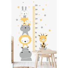 Mediterian Renkli Çocuk Odası Boy Ölçer Duvar Sticker, Sevimli ve Eğlenceli Tasarım, Sarı