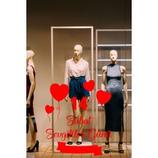 Mediterian 14 Şubat Sevgililer Günü Uçuşan Kalpler 60 cm Kırmızı Dekorasyon Sticker