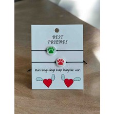 Sokak Kedisi Tasarım Ikili Best Friends Sedef Bileklik (Kedi Patisi Desenli)