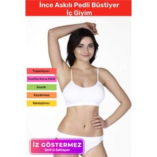 Yeni Sezon Esnek Askılı Pedli Rahat Konforlu Kadın Beyaz Ince Askılı Pedli Büstiyer Iç Giyim