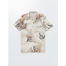 Lcw Vision Bej Baskılı Desenli Kısa Kollu Erkek Çocuk Gömlek