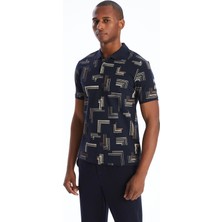 Lcw Vision Lacivert Polo Yaka Kısa Kollu Desenli Pike Erkek Tişört