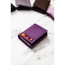 Vanilla Collection Otomatik Mekanizmalı Deri Cüzdan Kartlık Portföy Mürdüm