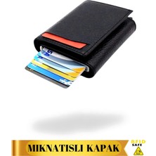 Vanilla Collection Unisex Vegan Deri Nakit Para Bölmeli Mekanizmalı Kartlık Mıknatıslı Kapama Siyah Cüzdan portföy