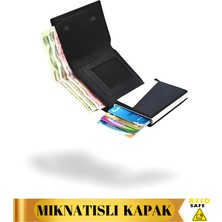 Vanilla Collection Unisex Vegan Deri Nakit Para Bölmeli Mekanizmalı Kartlık Mıknatıslı Kapama Siyah Cüzdan portföy