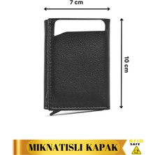 Vanilla Collection Unisex Vegan Deri Nakit Para Bölmeli Mekanizmalı Kartlık Mıknatıslı Kapama Siyah Cüzdan portföy