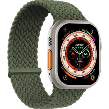 Microsonic Apple Watch Series 10 46MM Kordon, (Large Size, 160MM) Knitted Fabric Single Loop Koyu Yeşil