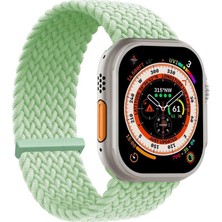 Microsonic Apple Watch Series 10 42MM Kordon, (Large Size, 160MM) Knitted Fabric Single Loop Açık Yeşil