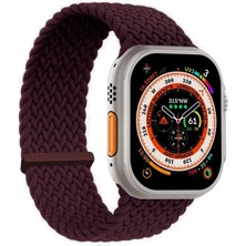 Microsonic Apple Watch Series 10 42MM Kordon, (Small Size, 127MM) Knitted Fabric Single Loop Koyu Bordo