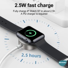 Microsonic Apple Watch Series 10 46MM Masaüstü Manyetik Hızlı Şarj Aygıtı - Type-C Kablosu Beyaz