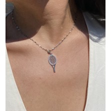 Pisay Takı ve Aksesuar Kadın 316L Zirkon Taşlı Raket Çelik Kolye
