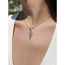 Pisay Takı ve Aksesuar Kadın 316L Zirkon Taşlı Raket Çelik Kolye