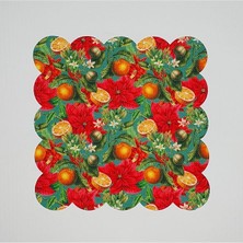 Deco Kırmızı Çiçekli Portakal Desenli Dijital Baskılı Lazer Kesim Kokteyl Peçetesi