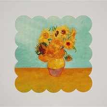 Deco Van Gogh Vazo Desenli Dijital Baskılı Lazer Kesim Kokteyl Peçetesi