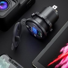 Araç Şarj Soketi Araç USB Prizi Pd Tip C USB Priz Araç Şarj Cihazı LED Voltmetre ile 12 V ~ 24 V Araç, Tekne, Motosiklet, Suv Otobüs, Kamyon, Karavan, Deniz Için