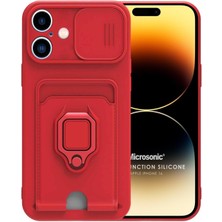 Microsonic Apple iPhone 16 Kılıf Multifunction Silicone Kırmızı