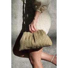 Berlesi Natural Hasır Portföy Clutch Çanta