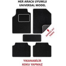 Universal Oto Halı Paspas Kaymaz Tabanlı Araba Paspası (Gri Kenarlı) 5 Parça