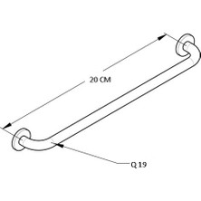 Vegaline Q19 Engelli Yaşlı Bakım Banyo Wc Tutunma Barı Banyo Destek Aparatı  Otel Havluluk 20 cm Q19