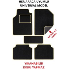 Universal Oto Halı Paspas Kaymaz Tabanlı Araba Paspası (Bej Kenarlı) 5 Parça