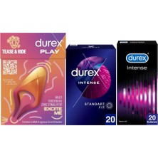 Durex Çoklu Erojen Bölge Uyarıcı+ Intense Uyarıcı Jelli &tırtıklı Prezervatif 20LI+ Intense Jel 10ML