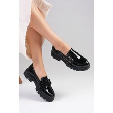 Mio Gusto Gaby Siyah Renk Kalın Tabanlı Kadın Loafer Ayakkabı