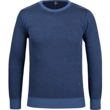 Çizgi Triko Erkek Sıfır Yaka Triko Kazak Desenli Kol ve Bel Lastikli Çelik Örgü Regular Kalıp - 5013C