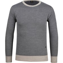 Çizgi Triko Erkek Sıfır Yaka Triko Kazak Desenli Kol ve Bel Lastikli Çelik Örgü Regular Kalıp - 5013C